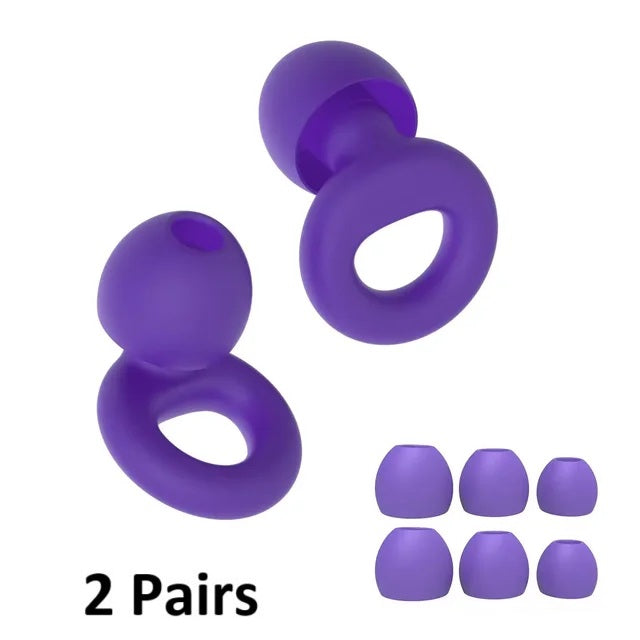 2 x Super-Comfy Reusable Silicone Earplugs - 8 Colours (Tax-Free and Free Shipping)