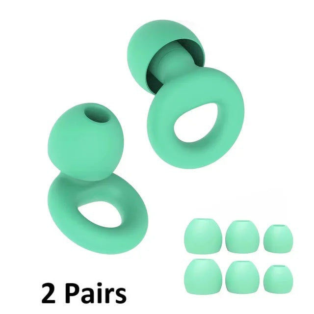 2 x Super-Comfy Reusable Silicone Earplugs - 8 Colours (Tax-Free and Free Shipping)