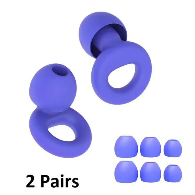 2 x Super-Comfy Reusable Silicone Earplugs - 8 Colours (Tax-Free and Free Shipping)