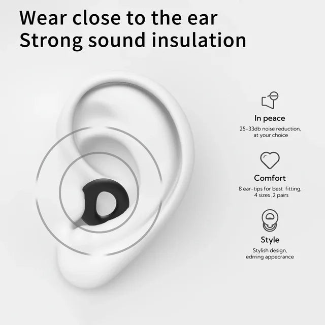 2 x Super-Comfy Reusable Silicone Earplugs - 8 Colours (Tax-Free and Free Shipping)