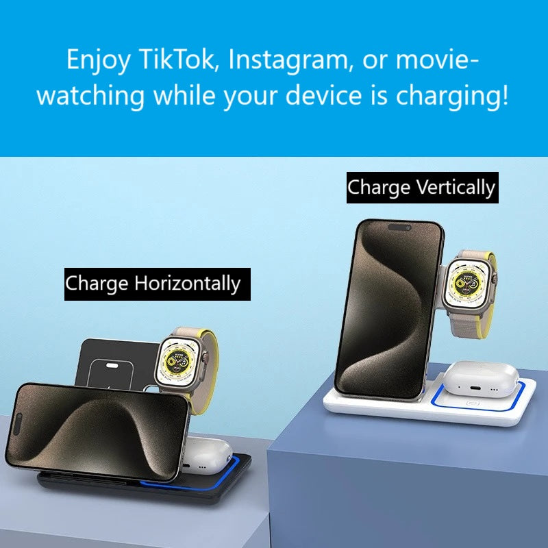 3-in-1 Wireless Charging Stand for Smartphone, Smartwatch and Wireless Earbuds (Tax-Free and Free Shipping)