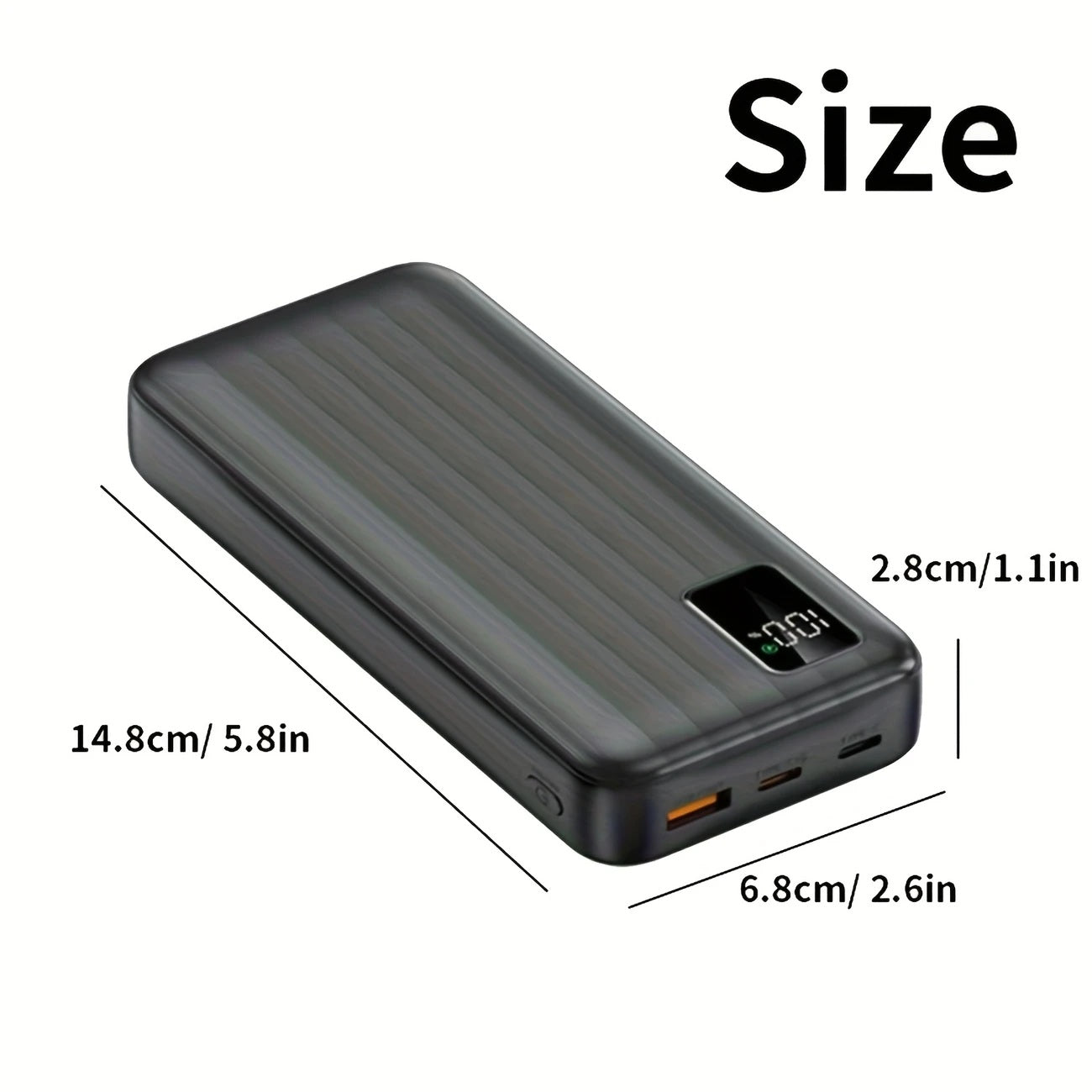 20000 mAh Power Bank with Smart Digital Display - 22.5 W Super Fast Charging + 4-Port Adapter with 2 x QC 3.0 USB-A Port and 2 x PD 25 W USB-C Port - 2 Colours (Tax-Free and Free Shipping)
