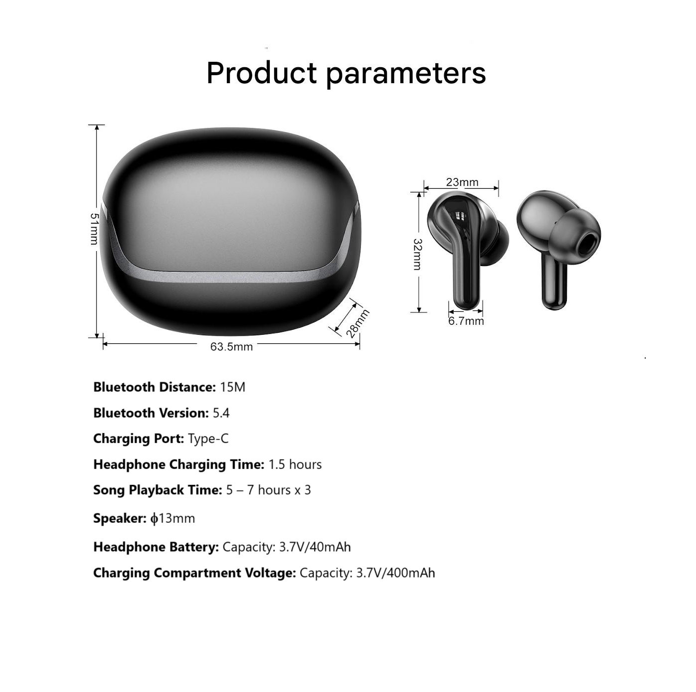Kabellose Bluetooth 5.4-Ohrhörer (steuerfrei und kostenloser Versand)
