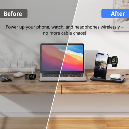 3-in-1 Wireless Charging Stand for Smartphone, Smartwatch and Wireless Earbuds (Tax-Free and Free Shipping)