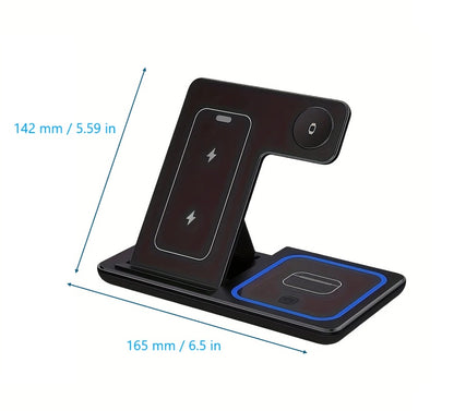 3-in-1 Wireless Charging Stand for Smartphone, Smartwatch and Wireless Earbuds (Tax-Free and Free Shipping)