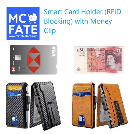 Smart Card Holder with RFID Blocking Feature and Money Clip - 2 Types (Tax Free and Free Shipping)