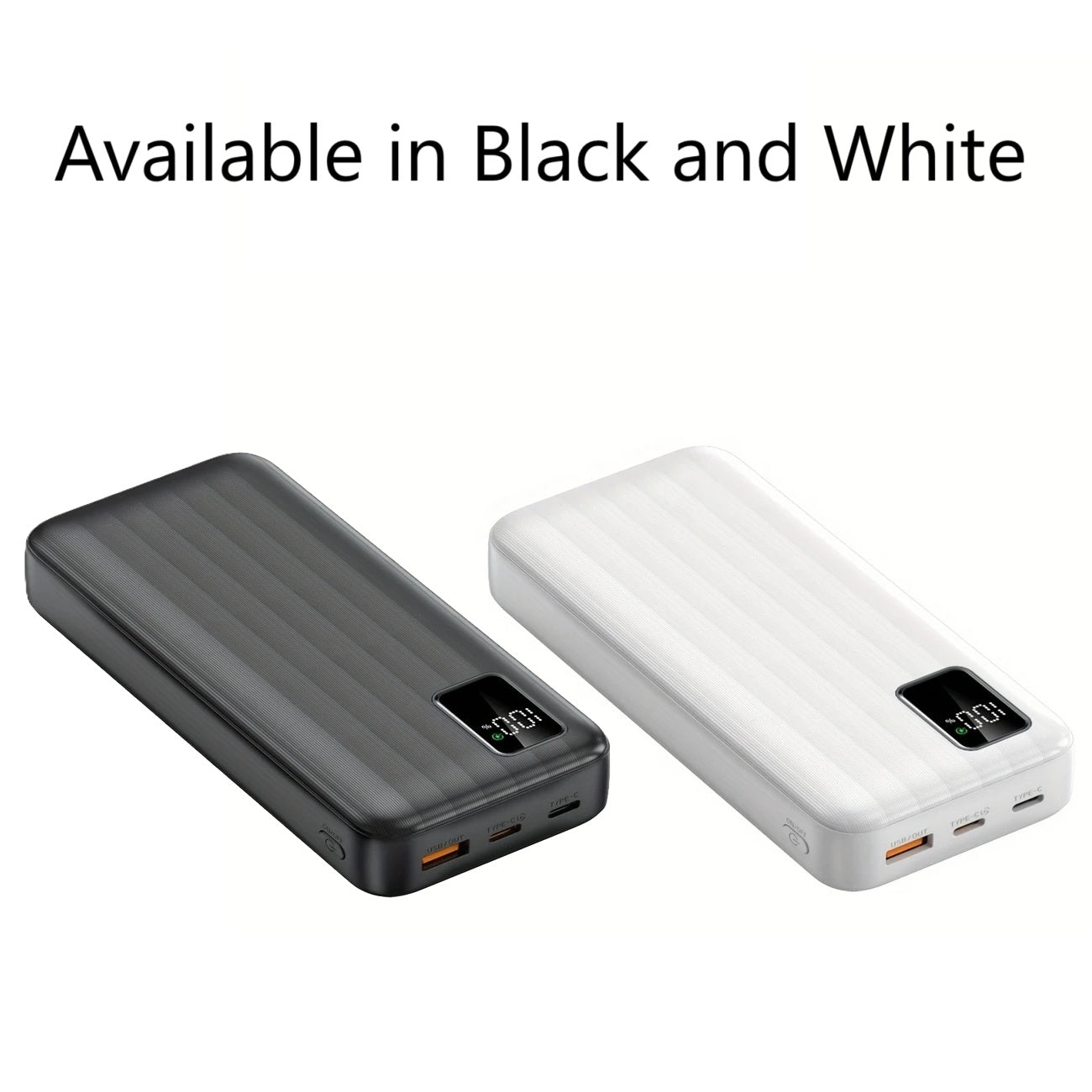 20000 mAh Power Bank with Smart Digital Display - 22.5 W Super Fast Charging + 4-Port Adapter with 2 x QC 3.0 USB-A Port and 2 x PD 25 W USB-C Port - 2 Colours (Tax-Free and Free Shipping)