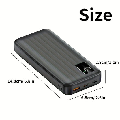 20000 mAh Power Bank with Smart Digital Display - 22.5 W Super Fast Charging + 4-Port Adapter with 2 x QC 3.0 USB-A Port and 2 x PD 25 W USB-C Port - 2 Colours (Tax-Free and Free Shipping)