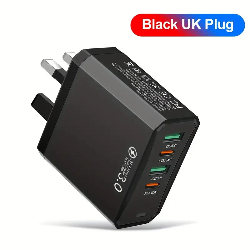 20000 mAh Power Bank with Smart Digital Display - 22.5 W Super Fast Charging + 4-Port Adapter with 2 x QC 3.0 USB-A Port and 2 x PD 25 W USB-C Port - 2 Colours (Tax-Free and Free Shipping)